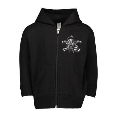 Crossbones Gas Mask Guy Toddler Zip Fleece Hoodie