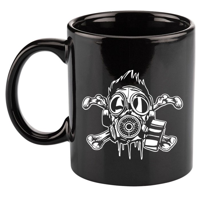 Crossbones Gas Mask Guy 11oz C Handle Ceramic Mug