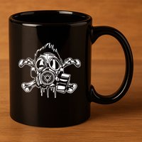 Crossbones Gas Mask Guy 11oz C Handle Ceramic Mug