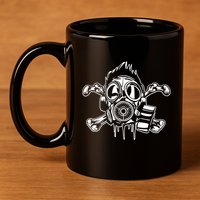 Crossbones Gas Mask Guy 11oz C Handle Ceramic Mug