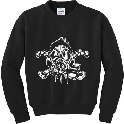 Crossbones Gas Mask Guy Kids Sweatshirt