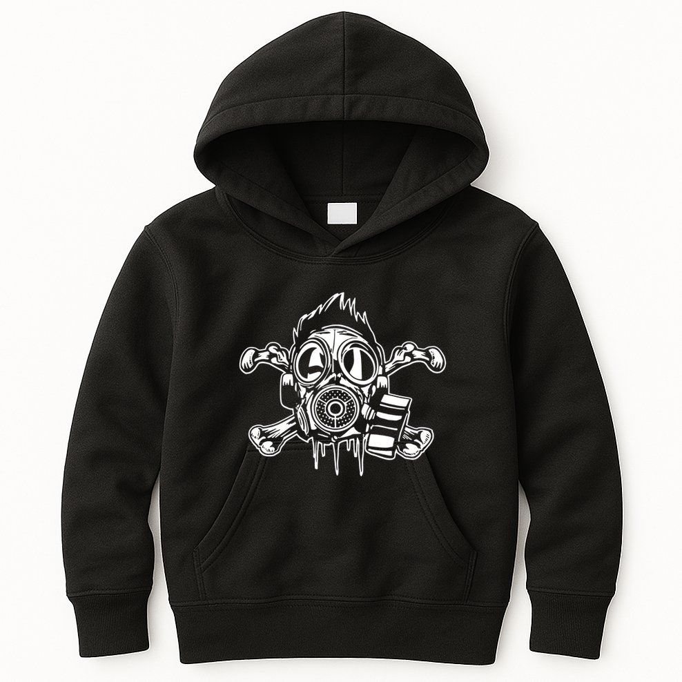 Crossbones Gas Mask Guy Kids Hoodie