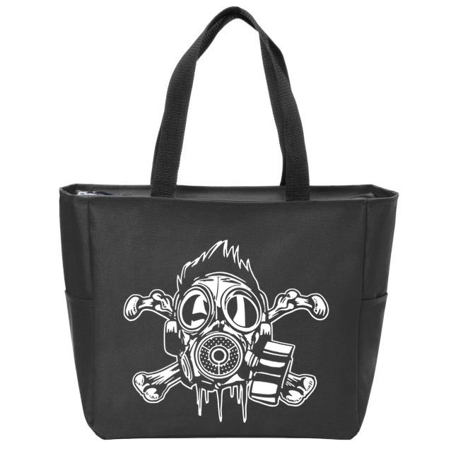 Crossbones Gas Mask Guy Zip Tote Bag