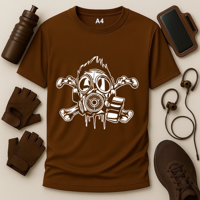 Crossbones Gas Mask Guy Cooling Performance Crew T-Shirt