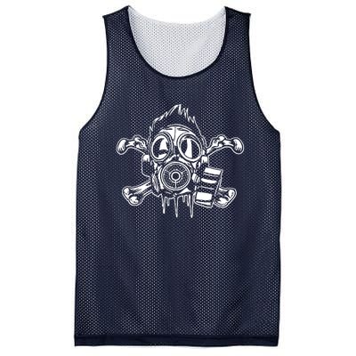 Crossbones Gas Mask Guy Mesh Reversible Basketball Jersey Tank