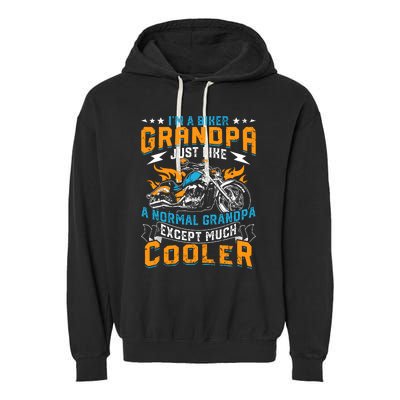 Cool Grandpa Motorcycle Gift Idea Garment-Dyed Fleece Hoodie