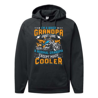 Cool Grandpa Motorcycle Gift Idea Performance Fleece Hoodie