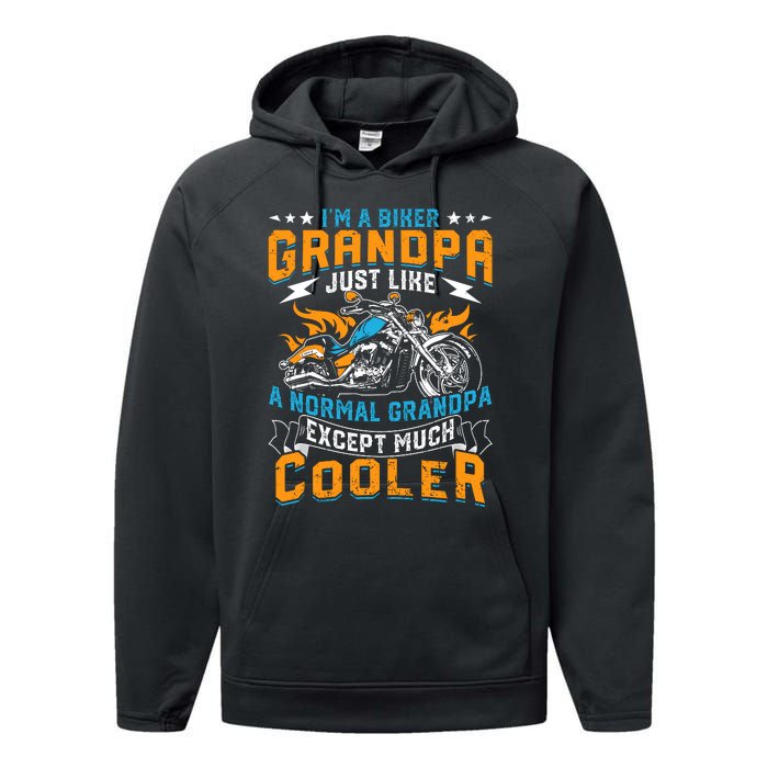 Cool Grandpa Motorcycle Gift Idea Performance Fleece Hoodie