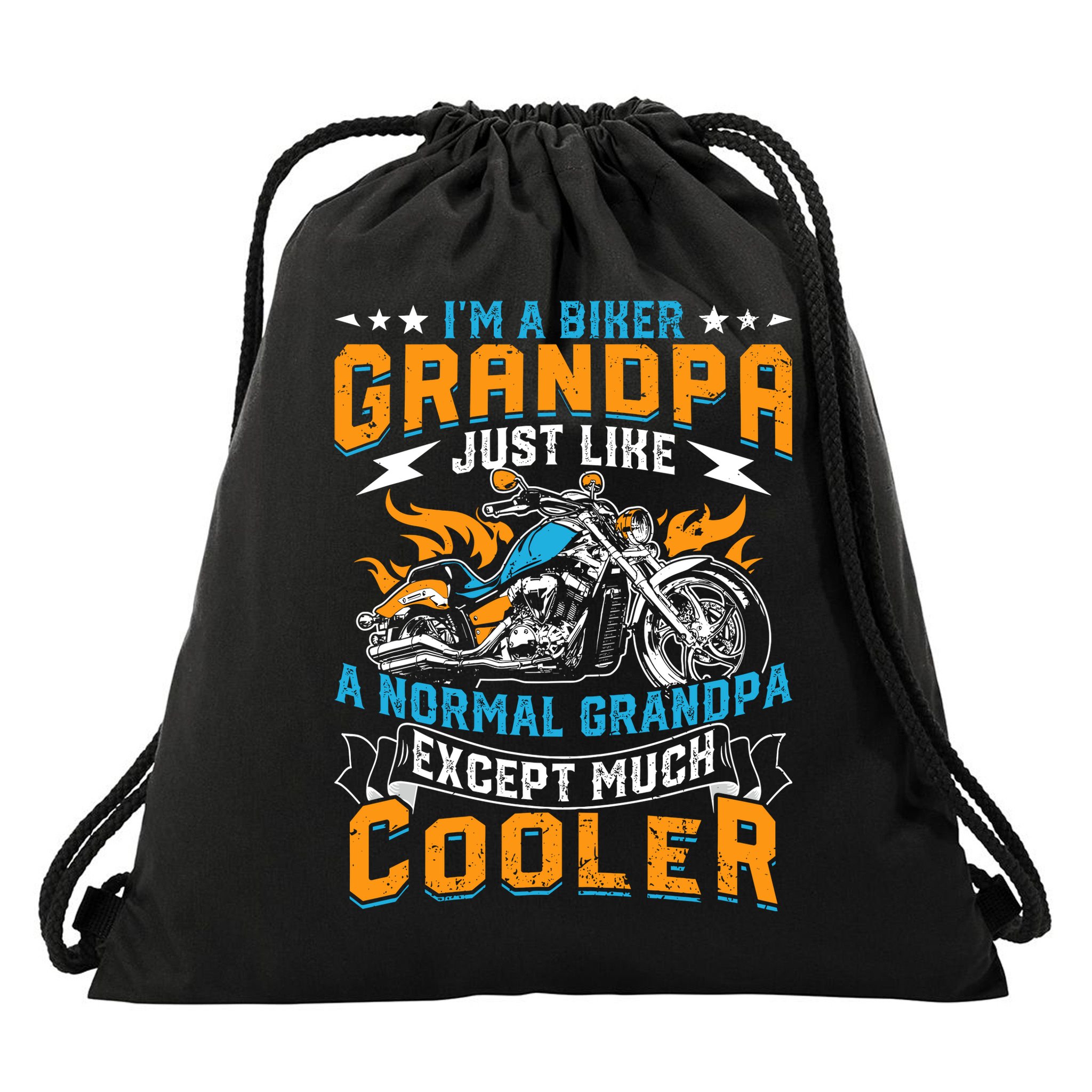 Cool Grandpa Motorcycle Gift Idea Drawstring Bag