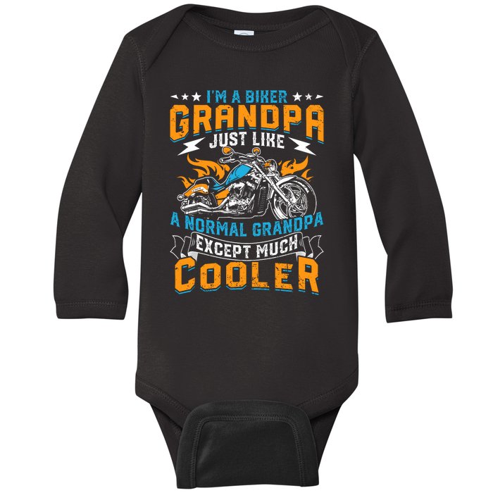 Cool Grandpa Motorcycle Gift Idea Baby Long Sleeve Bodysuit