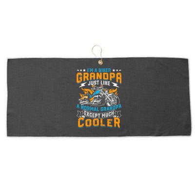 Cool Grandpa Motorcycle Gift Idea Large Microfiber Waffle Golf Towel