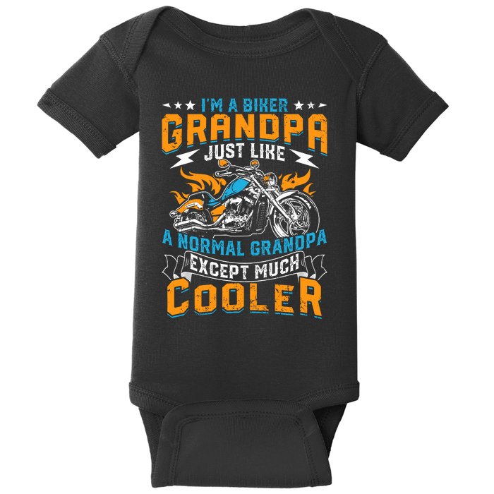 Cool Grandpa Motorcycle Gift Idea Baby Bodysuit