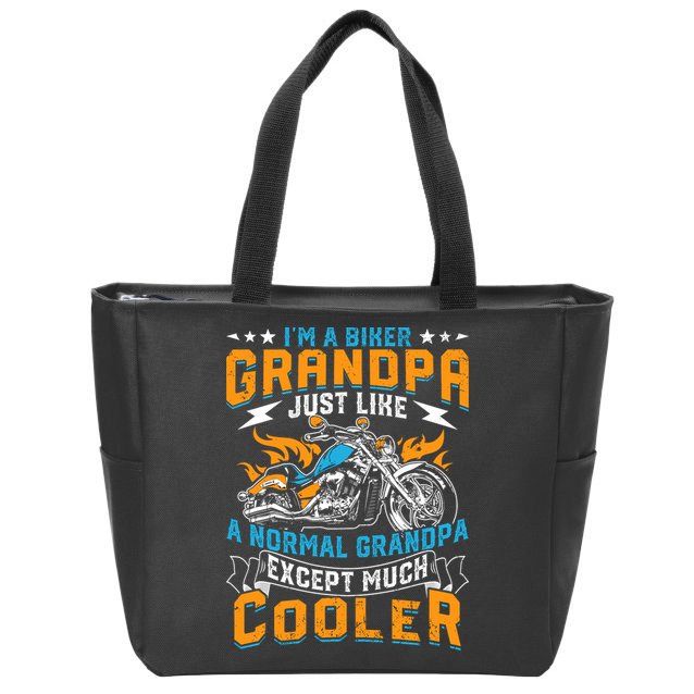 Cool Grandpa Motorcycle Gift Idea Zip Tote Bag