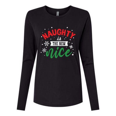 Christmas Gift Merry Xmas Gift Naughty Is The New Nice Cute Gift Womens Cotton Relaxed Long Sleeve T-Shirt