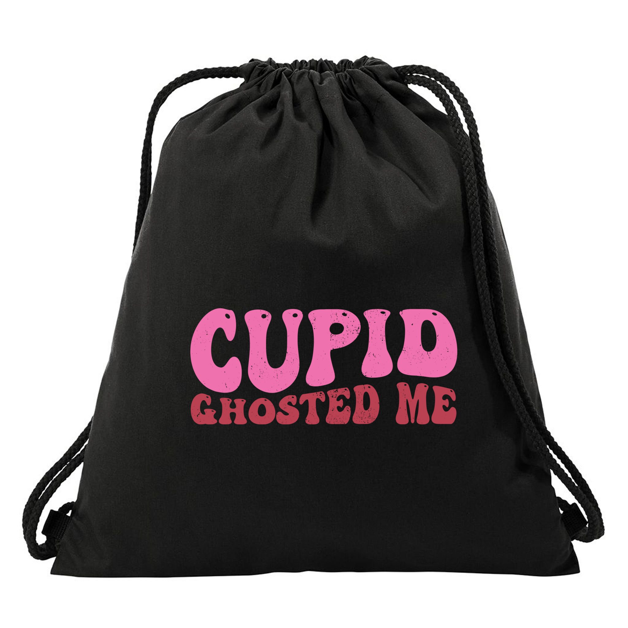 Cupid Ghosted Me Funny Valentines Day Drawstring Bag