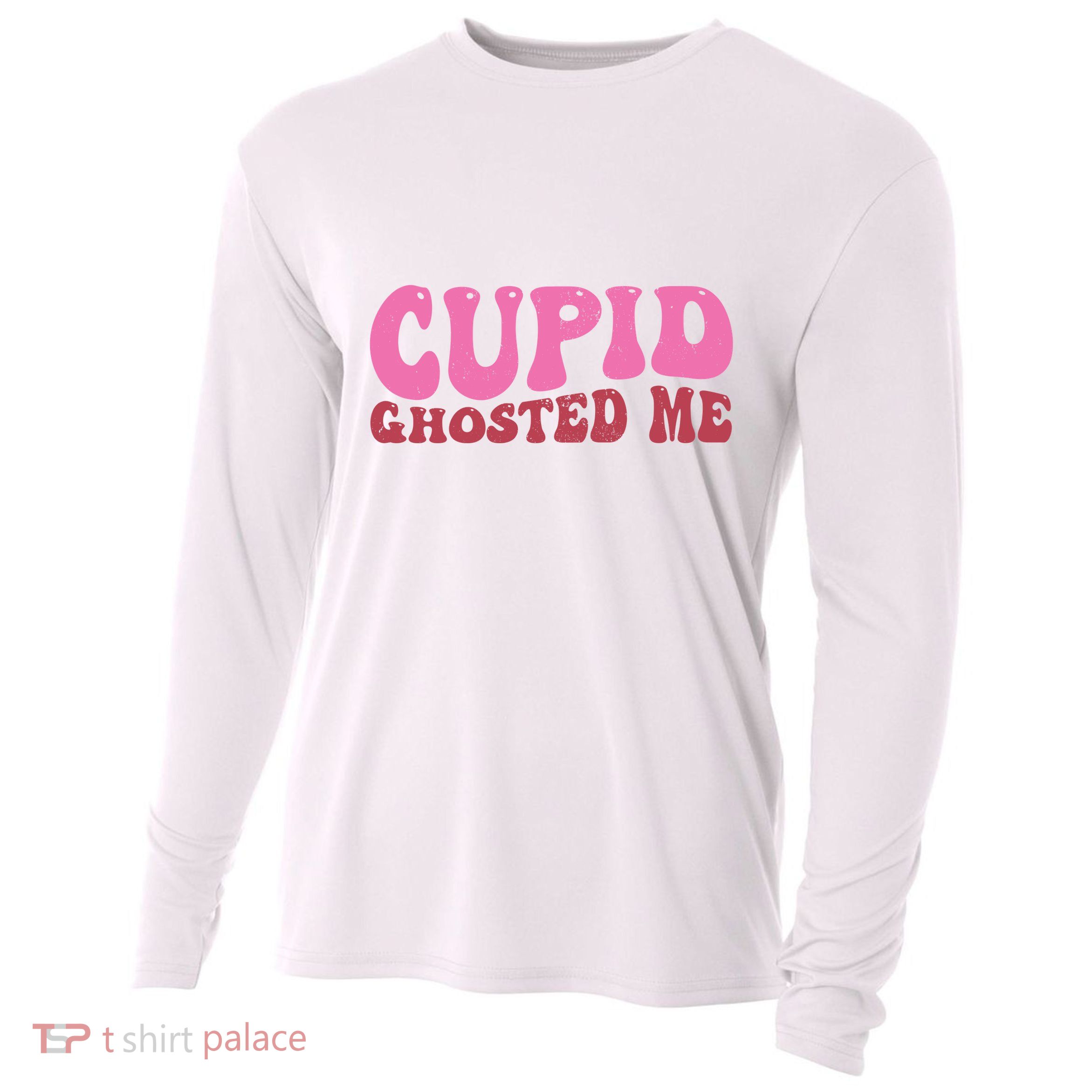 Cupid Ghosted Me Funny Valentines Day Cooling Performance Long Sleeve Crew