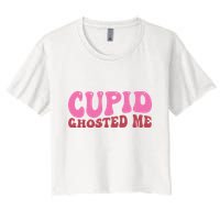 Cupid Ghosted Me Funny Valentines Day Women's Crop Top Tee