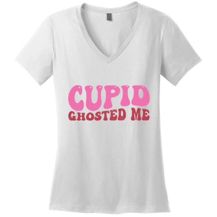 Cupid Ghosted Me Funny Valentines Day Women's V-Neck T-Shirt