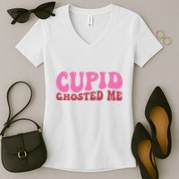 Cupid Ghosted Me Funny Valentines Day Women's V-Neck T-Shirt