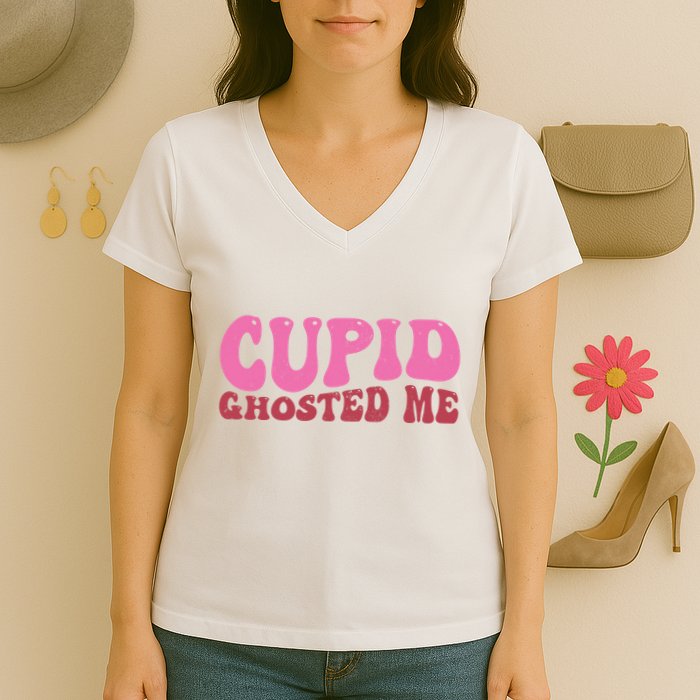 Cupid Ghosted Me Funny Valentines Day Women's V-Neck T-Shirt