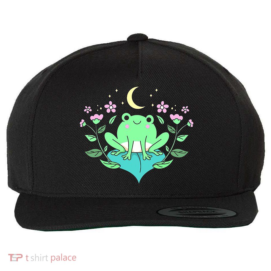 Cottagecore Goblincore Moon Flowers Forest Frog Mushroom Wool Snapback Cap