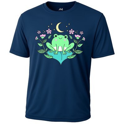 Cottagecore Goblincore Moon Flowers Forest Frog Mushroom Performance Shirt