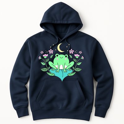 Cottagecore Goblincore Moon Flowers Forest Frog Mushroom Hoodie