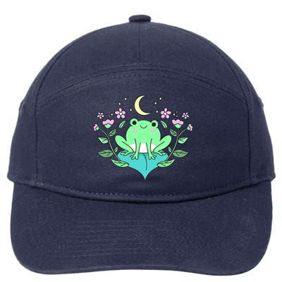 Cottagecore Goblincore Moon Flowers Forest Frog Mushroom 7-Panel Snapback Hat