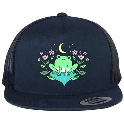 Cottagecore Goblincore Moon Flowers Forest Frog Mushroom Flatbill Hat
