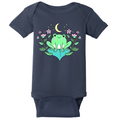 Cottagecore Goblincore Moon Flowers Forest Frog Mushroom Baby Bodysuit
