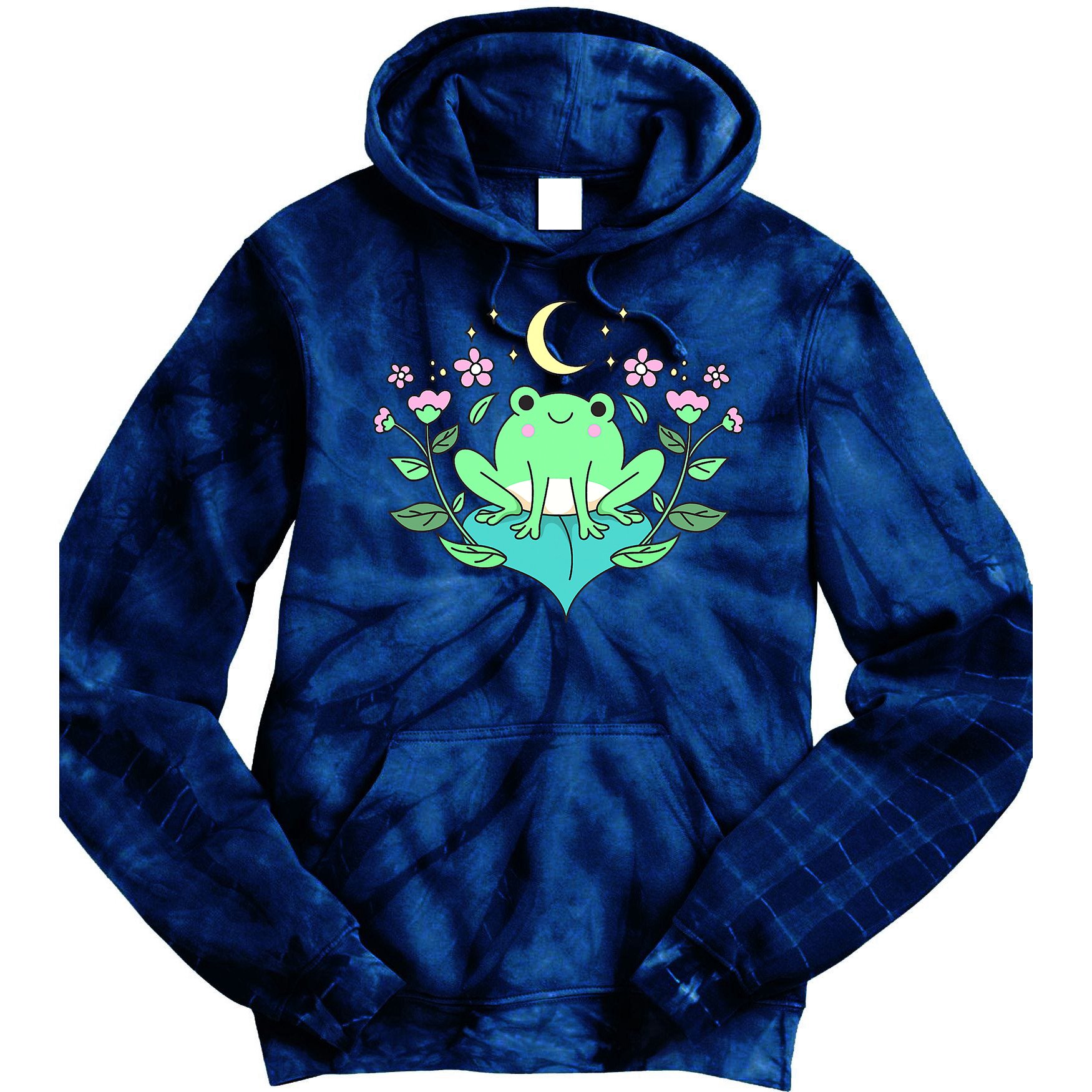Cottagecore Goblincore Moon Flowers Forest Frog Mushroom Tie Dye Hoodie
