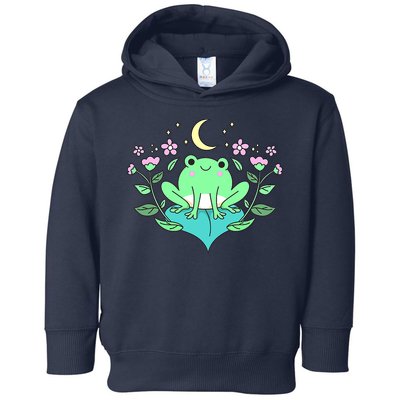 Cottagecore Goblincore Moon Flowers Forest Frog Mushroom Toddler Hoodie