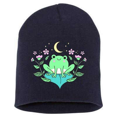 Cottagecore Goblincore Moon Flowers Forest Frog Mushroom Short Acrylic Beanie