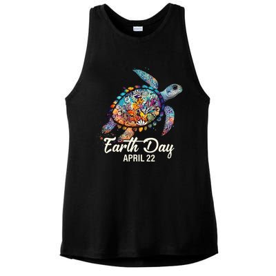 Cute Groovy Make Everyday Earth Day Classroom Teachers Ladies PosiCharge Tri-Blend Wicking Tank