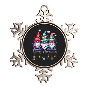 Cute Gnomes Merry Christmas Light Family Gnome Xmas Matching Metallic Star Ornament