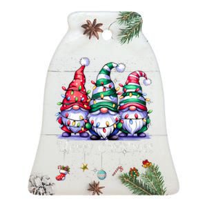 Cute Gnomes Merry Christmas Light Family Gnome Xmas Matching Ceramic Bell Ornament