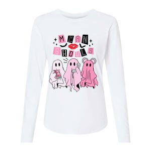 Cute Ghost Mean Ghouls Funny Halloween Costume Spooky Season Womens Cotton Relaxed Long Sleeve T-Shirt