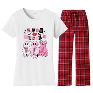 Cute Ghost Mean Ghouls Funny Halloween Costume Spooky Season Women's Flannel Pajama Set