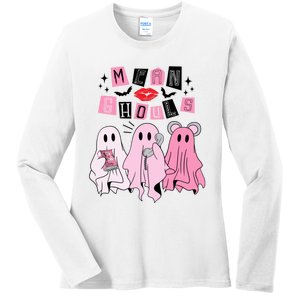 Cute Ghost Mean Ghouls Funny Halloween Costume Spooky Season Ladies Long Sleeve Shirt