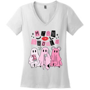 Cute Ghost Mean Ghouls Funny Halloween Costume Spooky Season Women's V-Neck T-Shirt