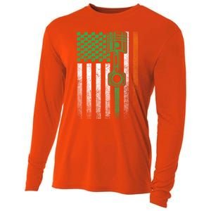 Car Guy Mechanic Gift St Patrick's Day Irish American Flag Gift Cooling Performance Long Sleeve Crew