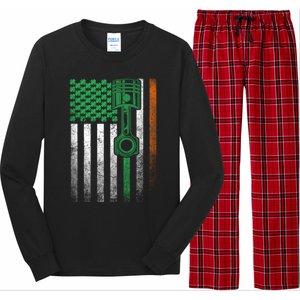 Car Guy Mechanic Gift St Patrick's Day Irish American Flag Gift Long Sleeve Pajama Set