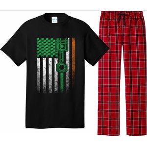 Car Guy Mechanic Gift St Patrick's Day Irish American Flag Gift Pajama Set