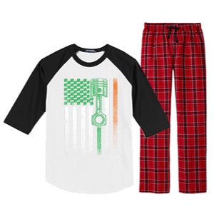 Car Guy Mechanic Gift St Patrick's Day Irish American Flag Gift Raglan Sleeve Pajama Set