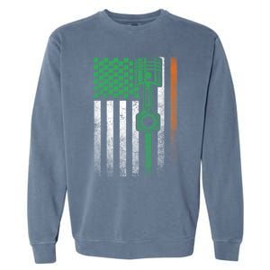 Car Guy Mechanic Gift St Patrick's Day Irish American Flag Gift Garment-Dyed Sweatshirt