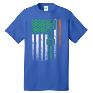 Car Guy Mechanic Gift St Patrick's Day Irish American Flag Gift Tall T-Shirt