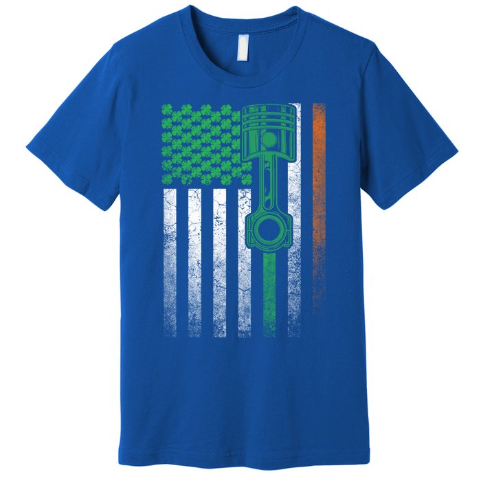 Car Guy Mechanic Gift St Patrick's Day Irish American Flag Gift Premium T-Shirt