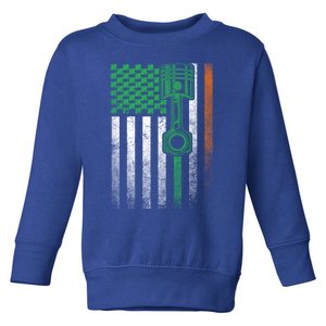 Car Guy Mechanic Gift St Patrick's Day Irish American Flag Gift Toddler Sweatshirt