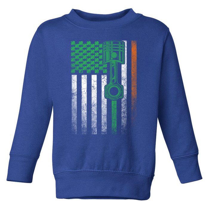 Car Guy Mechanic Gift St Patrick's Day Irish American Flag Gift Toddler Sweatshirt