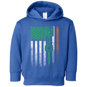 Car Guy Mechanic Gift St Patrick's Day Irish American Flag Gift Toddler Hoodie